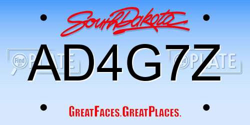 AD4G7Z South Dakota License Plate