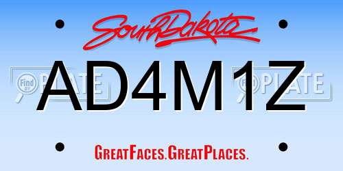 AD4M1Z South Dakota License Plate