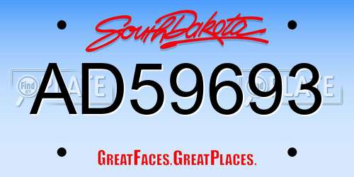 AD59693 South Dakota License Plate