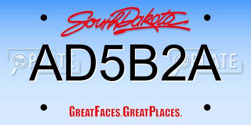 AD5B2A South Dakota License Plate