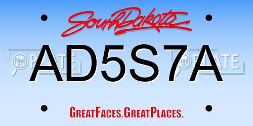 AD5S7A South Dakota License Plate