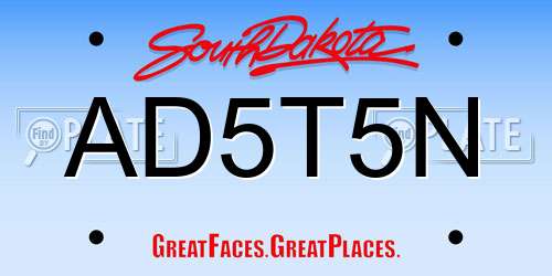 AD5T5N South Dakota License Plate