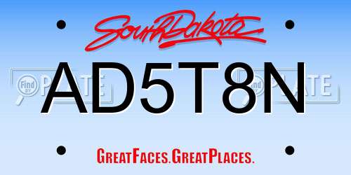 AD5T8N South Dakota License Plate