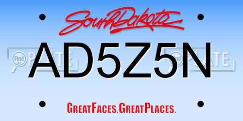 AD5Z5N South Dakota License Plate