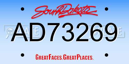 AD73269 South Dakota License Plate