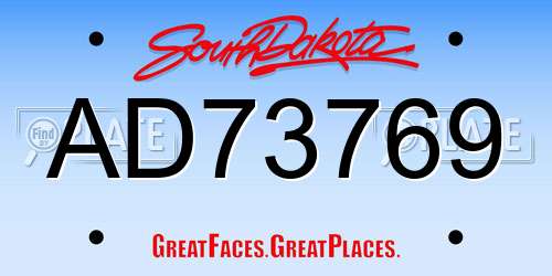 AD73769 South Dakota License Plate