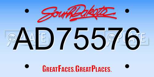 AD75576 South Dakota License Plate