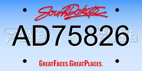AD75826 South Dakota License Plate