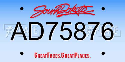 AD75876 South Dakota License Plate