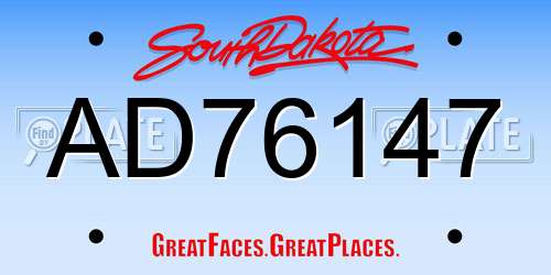 AD76147 South Dakota License Plate