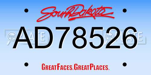 AD78526 South Dakota License Plate