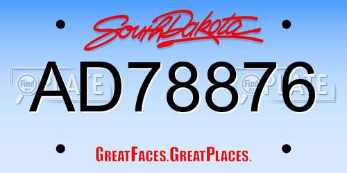 AD78876 South Dakota License Plate