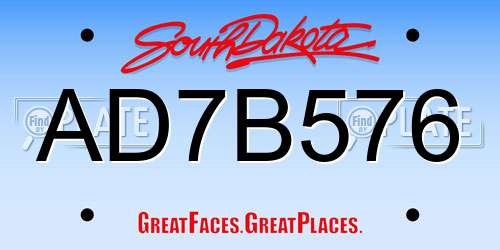 AD7B576 South Dakota License Plate