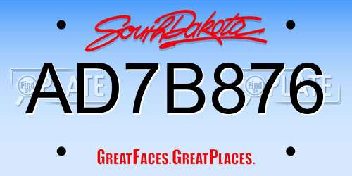 AD7B876 South Dakota License Plate