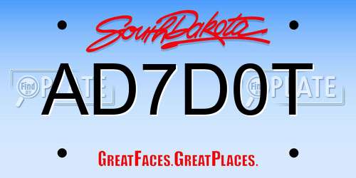AD7D0T South Dakota License Plate