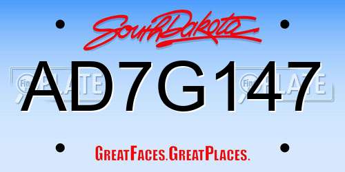 AD7G147 South Dakota License Plate