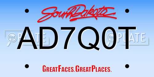 AD7Q0T South Dakota License Plate