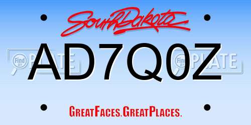 AD7Q0Z South Dakota License Plate