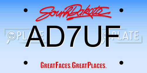 AD7UF South Dakota License Plate