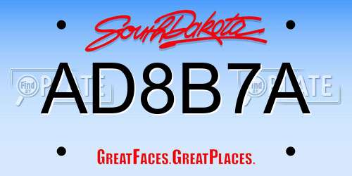 AD8B7A South Dakota License Plate