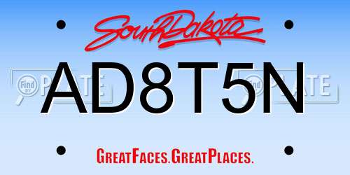 AD8T5N South Dakota License Plate