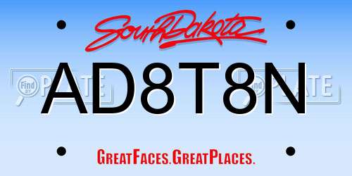AD8T8N South Dakota License Plate