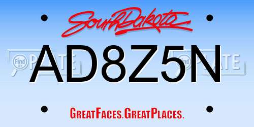 AD8Z5N South Dakota License Plate