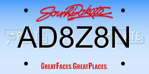 AD8Z8N South Dakota License Plate
