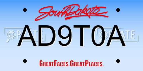 AD9T0A South Dakota License Plate