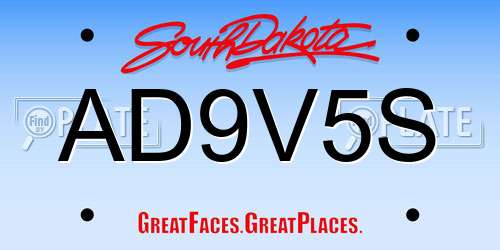 AD9V5S South Dakota License Plate