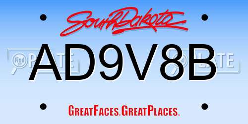 AD9V8B South Dakota License Plate