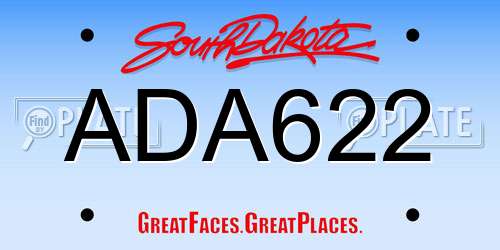 ADA622 South Dakota License Plate