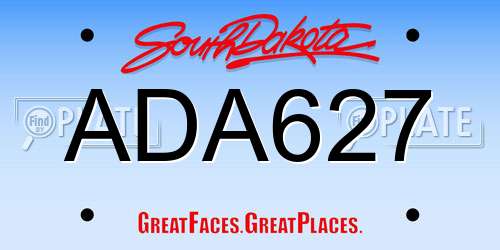 ADA627 South Dakota License Plate
