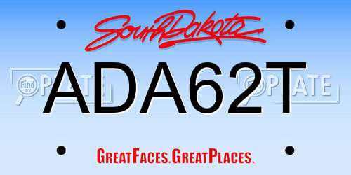 ADA62T South Dakota License Plate