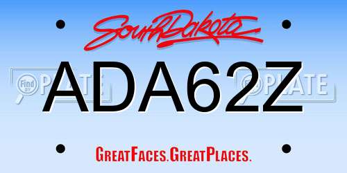 ADA62Z South Dakota License Plate