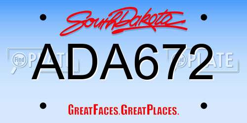 ADA672 South Dakota License Plate
