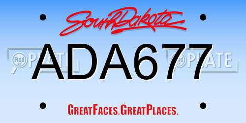 ADA677 South Dakota License Plate