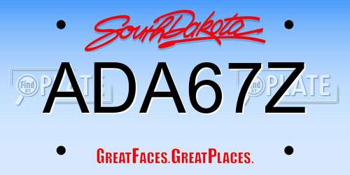 ADA67Z South Dakota License Plate