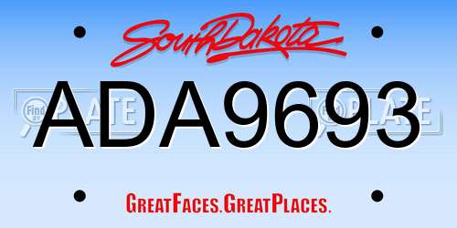 ADA9693 South Dakota License Plate