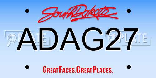 ADAG27 South Dakota License Plate