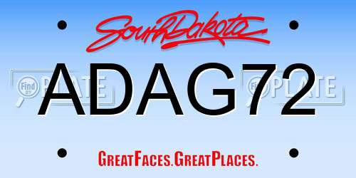 ADAG72 South Dakota License Plate