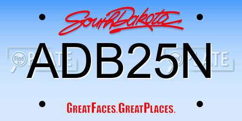 ADB25N South Dakota License Plate