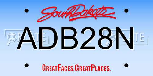 ADB28N South Dakota License Plate