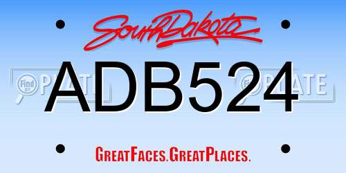 ADB524 South Dakota License Plate