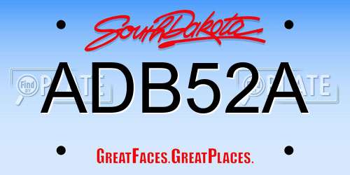 ADB52A South Dakota License Plate