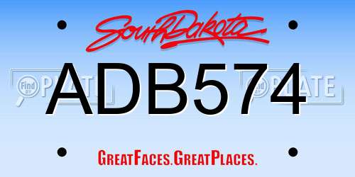 ADB574 South Dakota License Plate