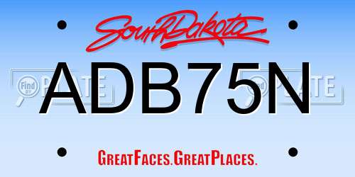 ADB75N South Dakota License Plate