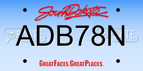 ADB78N South Dakota License Plate