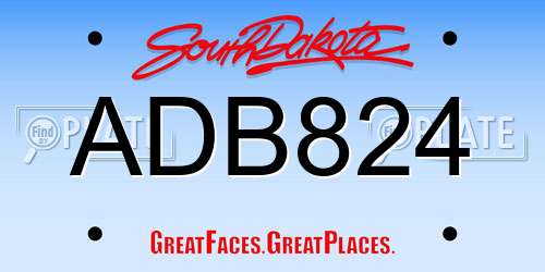 ADB824 South Dakota License Plate