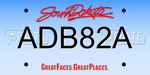 ADB82A South Dakota License Plate